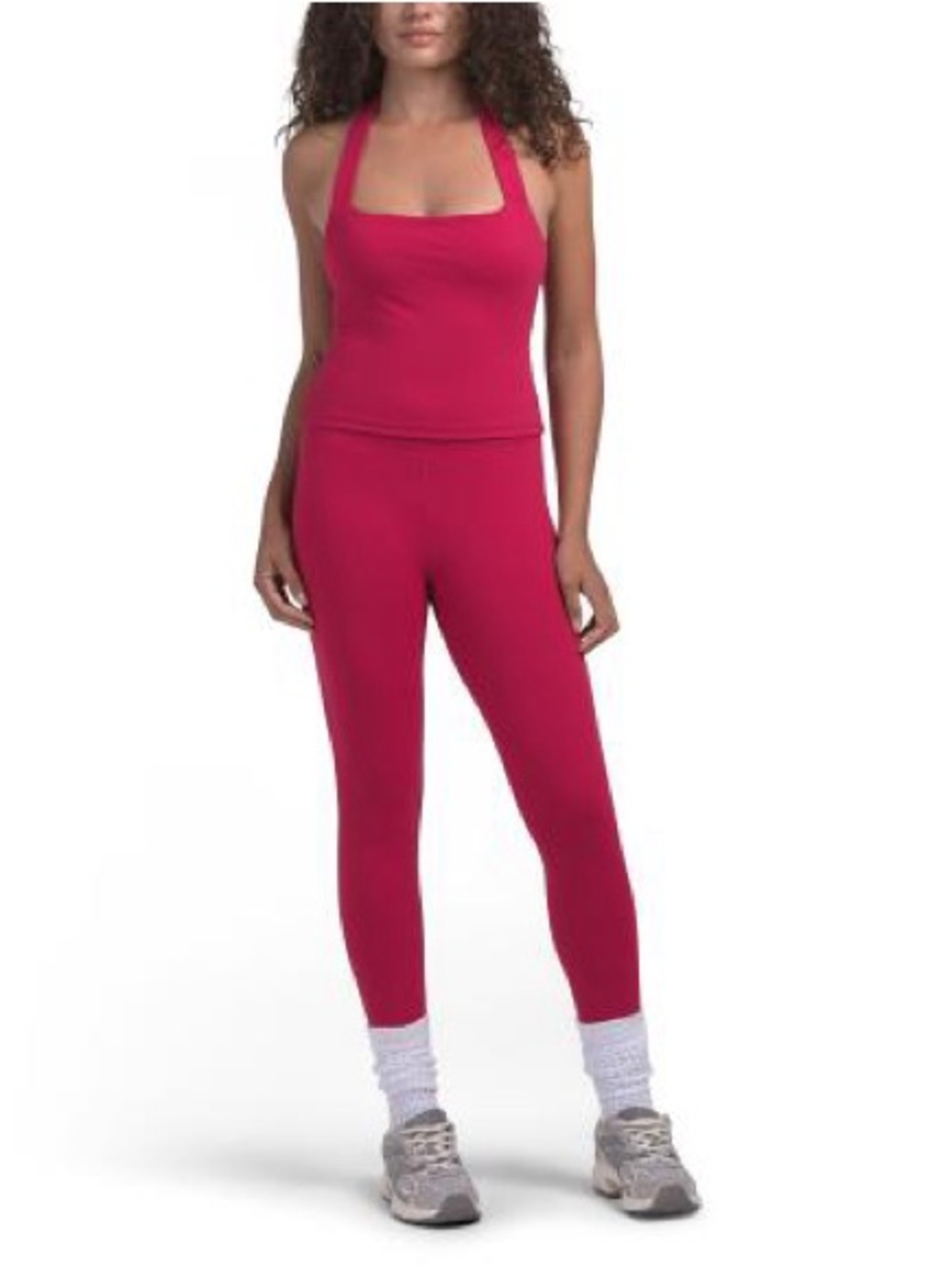 NWT SIZE L Stretch Halter halter top and leggings set in Fuchsia